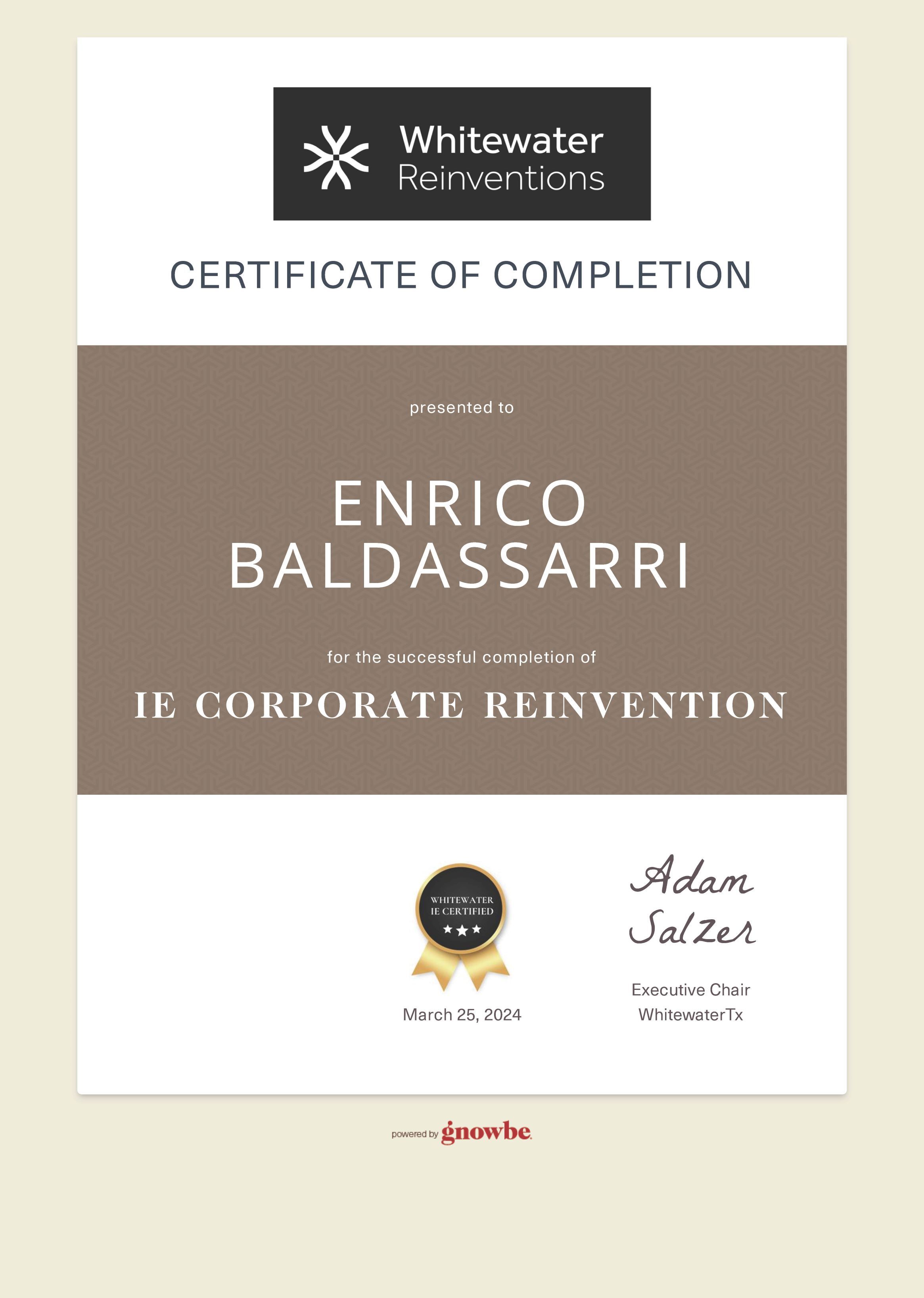 Certificate WhiteWater Reinventions